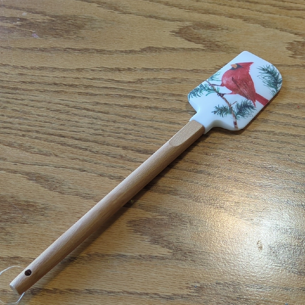 New Cardinal Bird Design Spatula with Wooden Handle